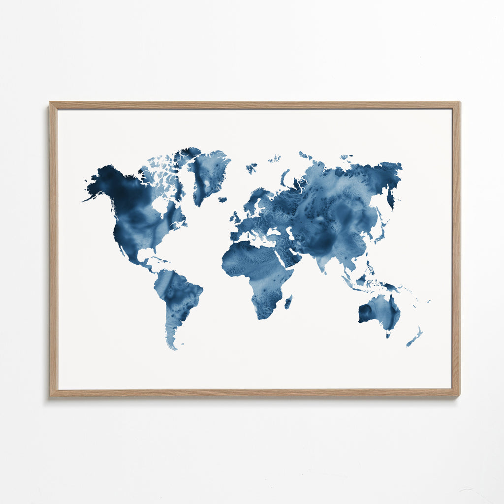 Obraz do kuchyně: mapa světa indigo
