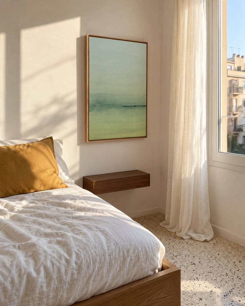 Watercolor Landscape N 5 - Framed canvas in an interior