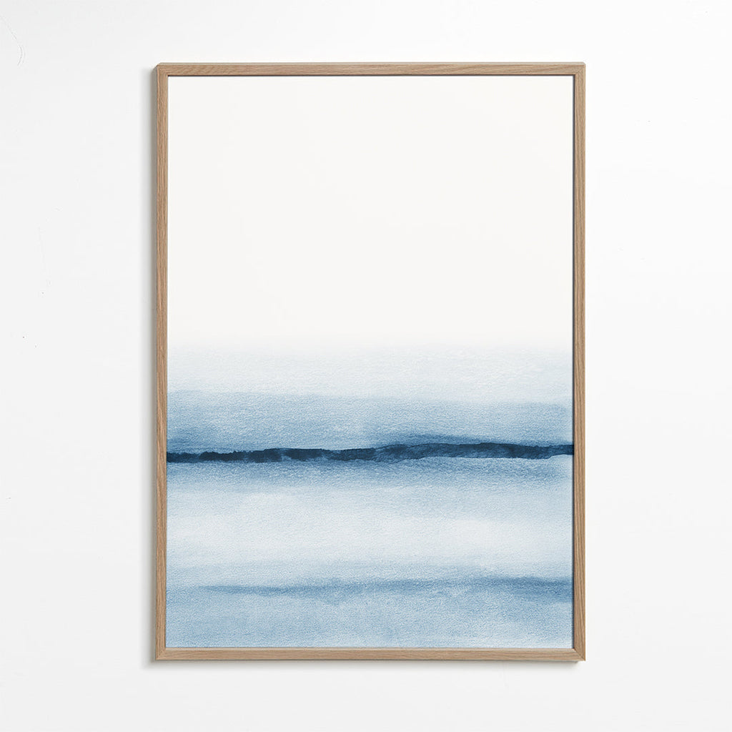 Krajina akvarel minimal modrý