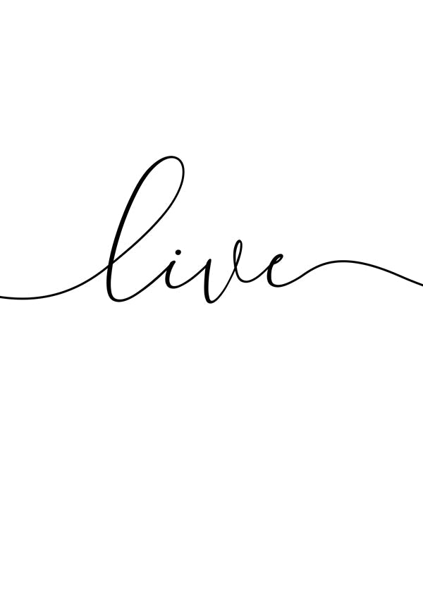 Minimalistický plakát s nápisem 'Live'