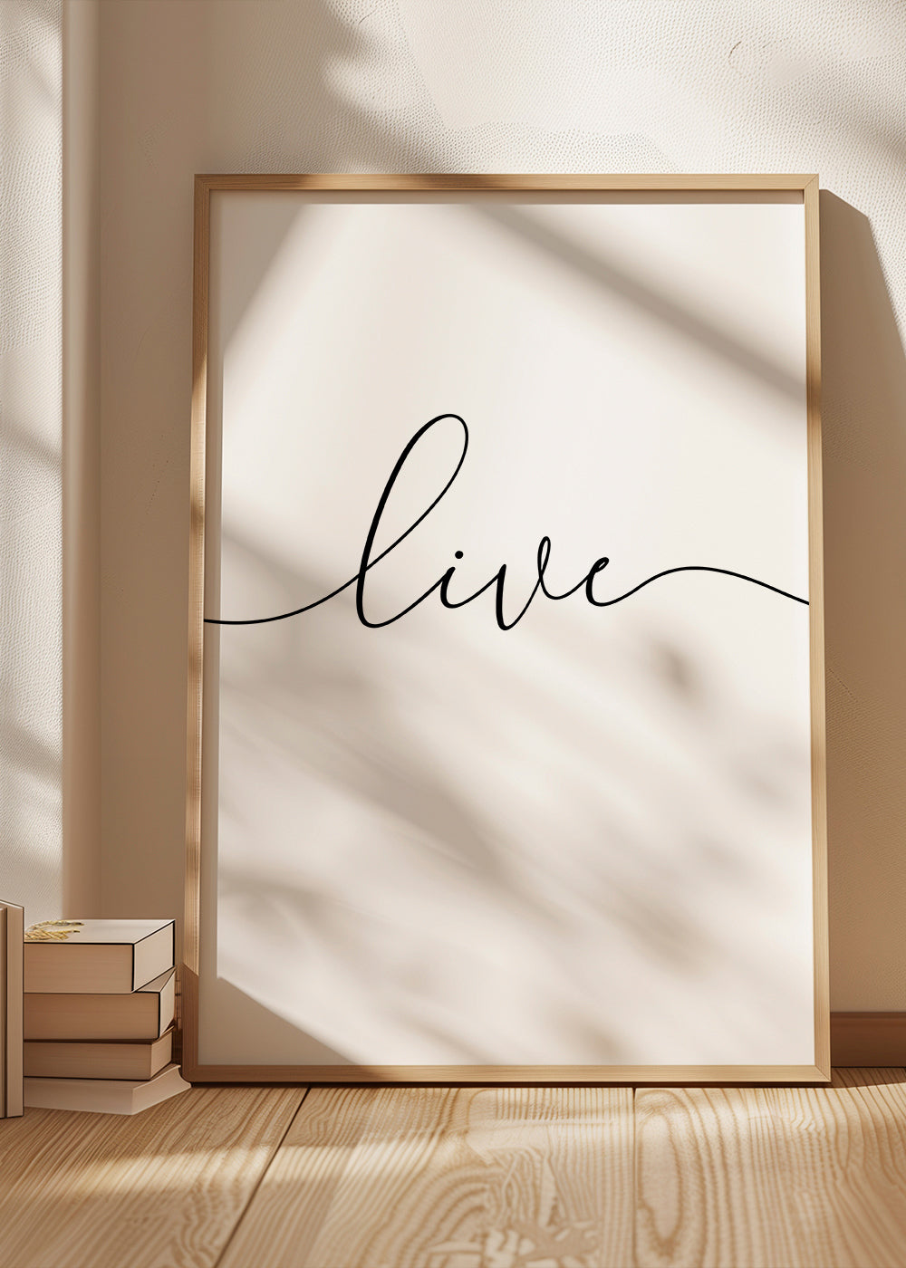 Minimalistický plakát s nápisem 'Live'