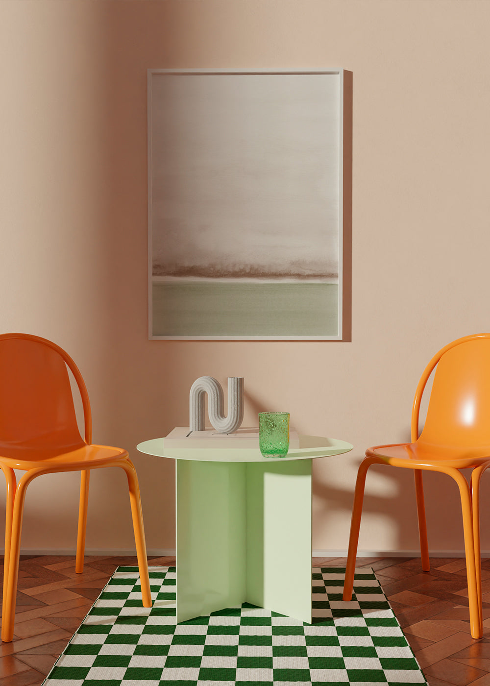 Obraz krajiny akvarel minimalistický s jemným horizontem