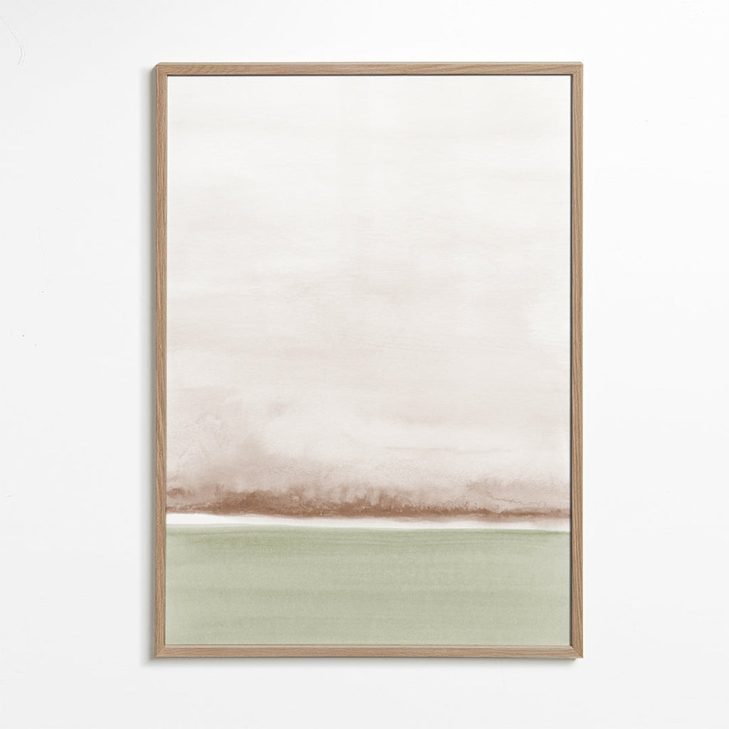 Obraz krajiny akvarel minimalistický s jemným horizontem