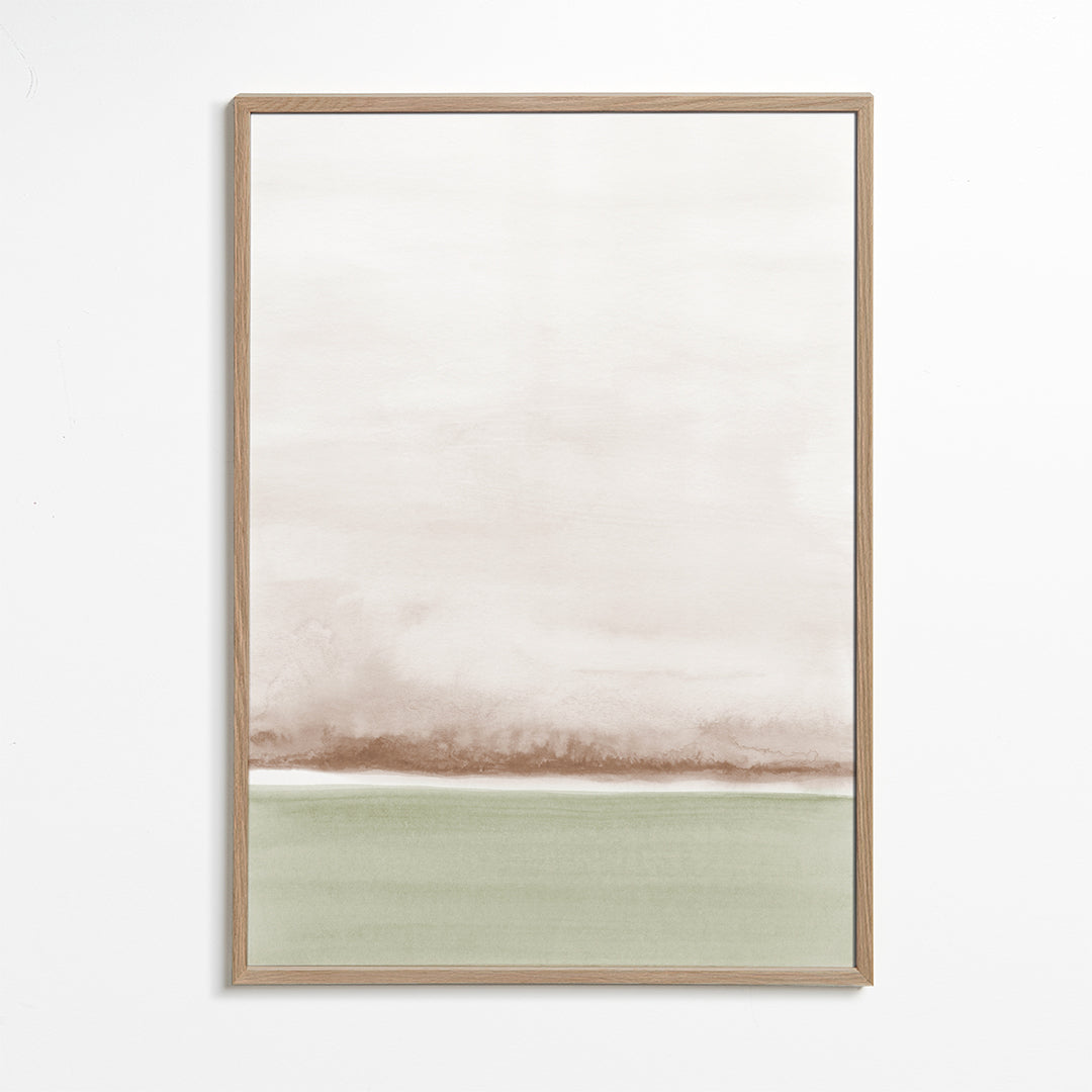Obraz krajiny akvarel minimalistický s jemným horizontem