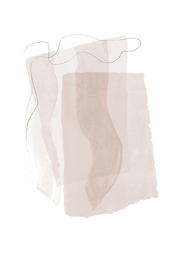 Abstraktní obraz s neutrálními tahy a minimalistickou linií