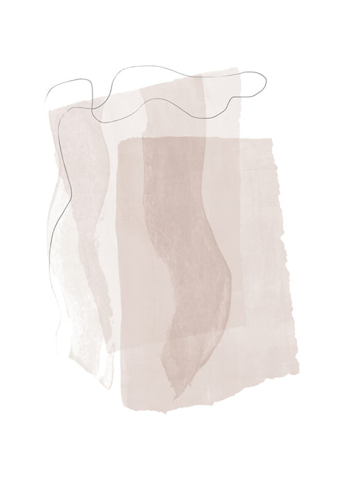 Abstraktní obraz s neutrálními tahy a minimalistickou linií