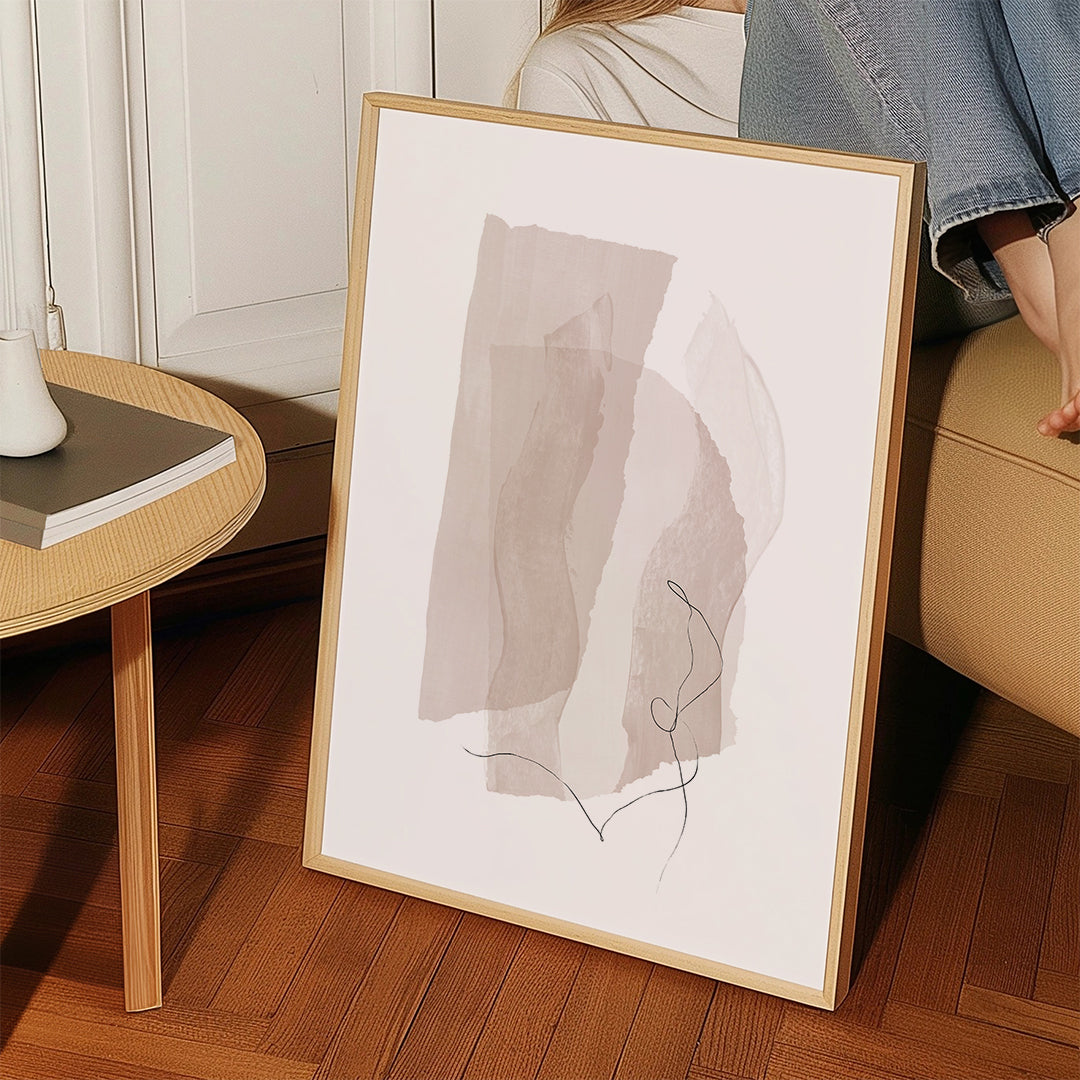 Minimalistický obrázek v béžové s čarou