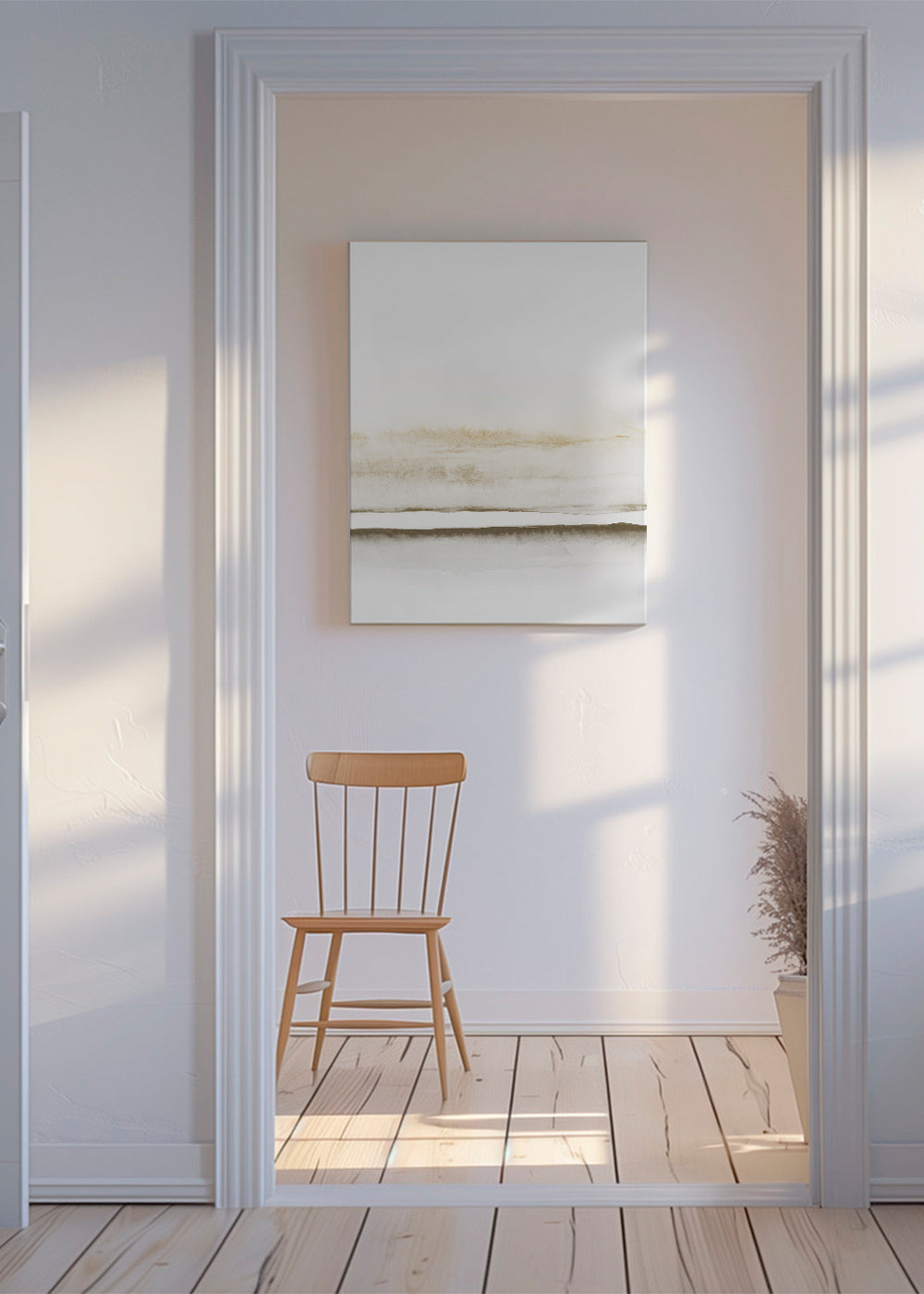 Krajinářský obraz minimalistický akvarel béžový