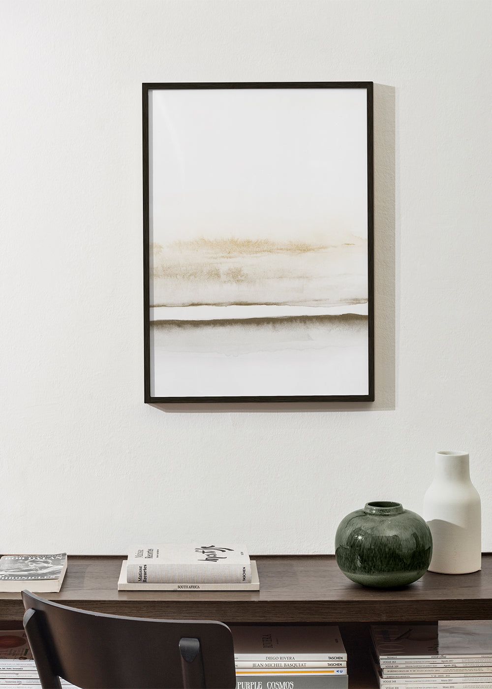 Krajinářský obraz minimalistický akvarel béžový