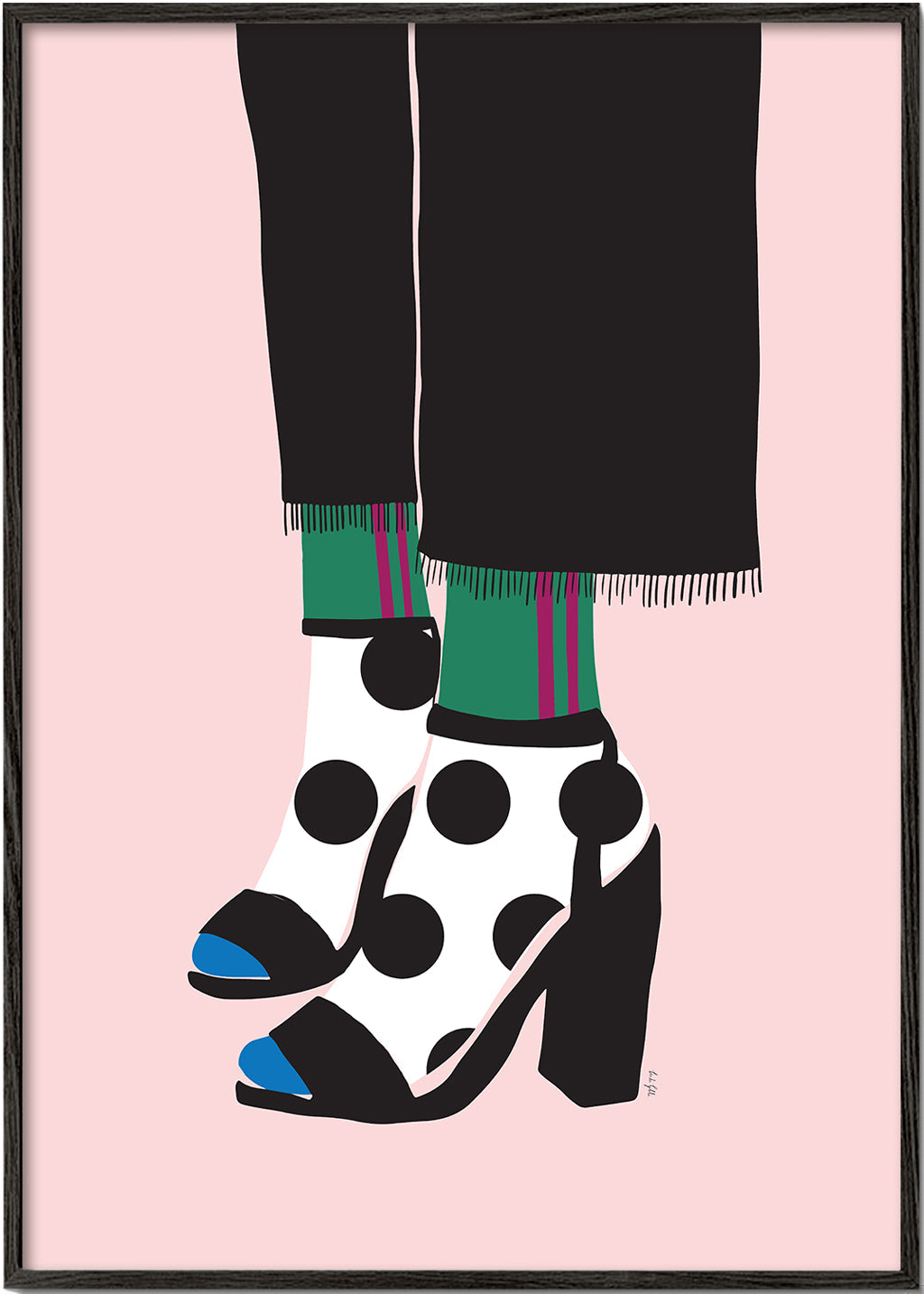 Ilustrace punčochy a podpatky