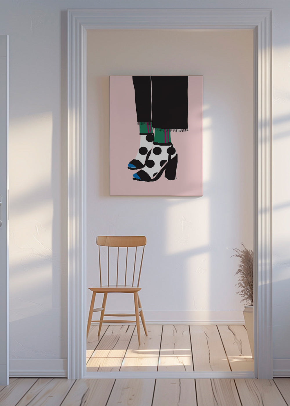 Ilustrace punčochy a podpatky