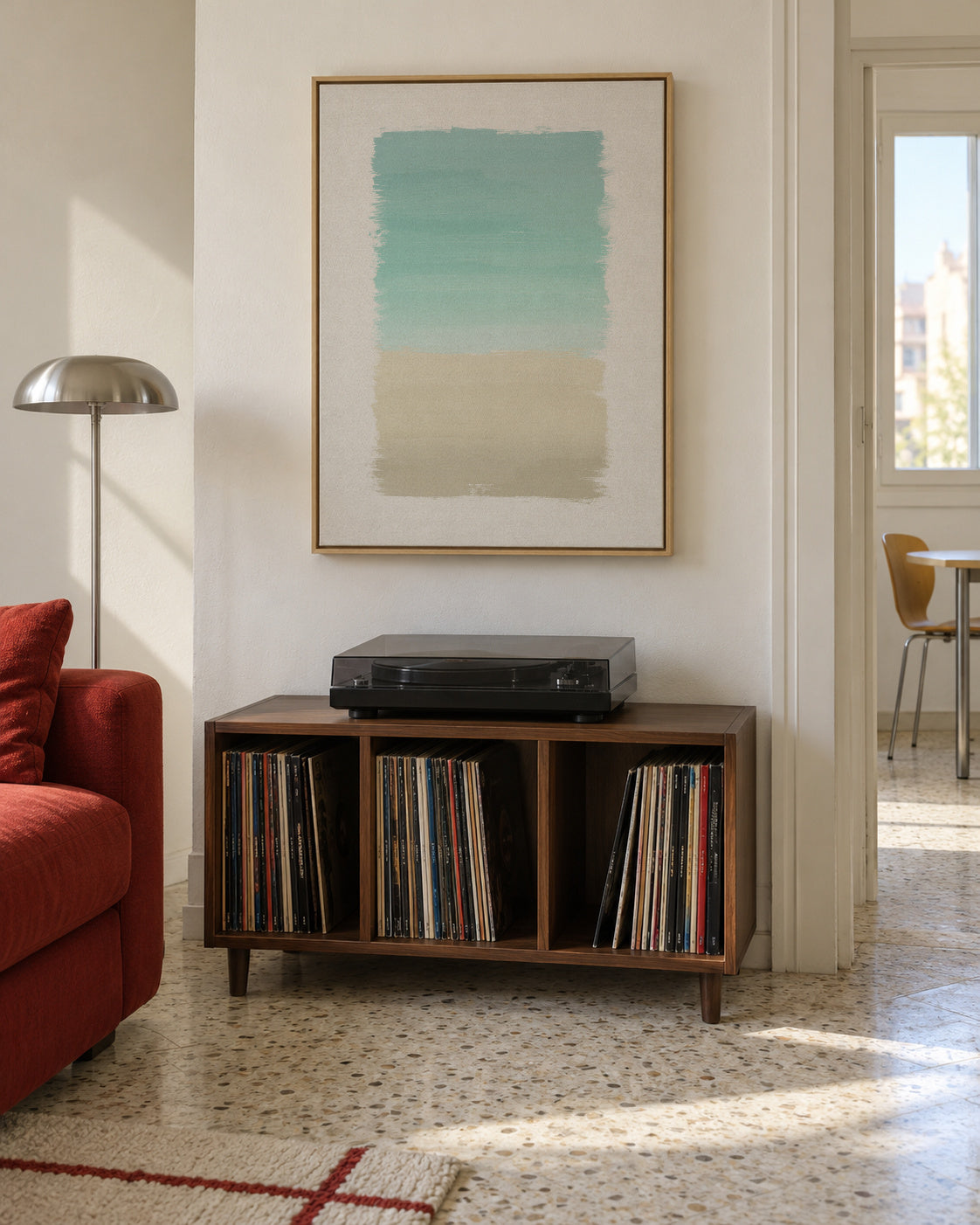 Turquoise abstract - Framed canvas in an interior