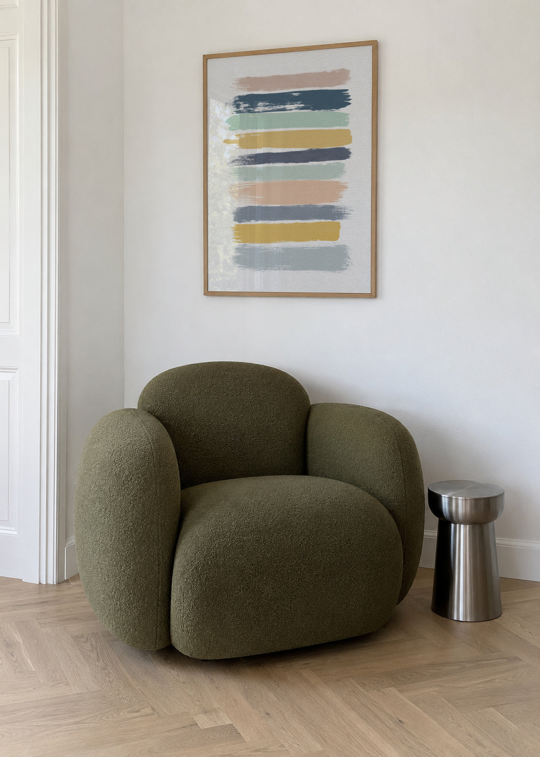 Pastel stripes - Framed poster in an interior