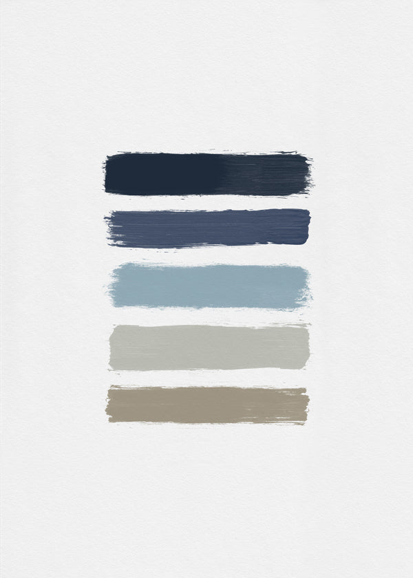 Minimalistický obraz s modrými a taupe pruhy