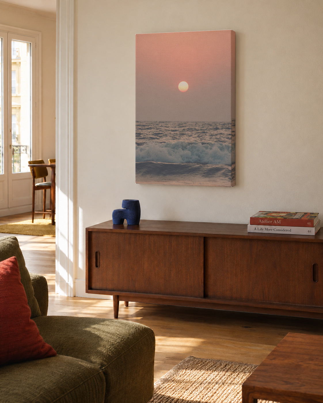 Pink beach sunset - Unframed canvas in an interior