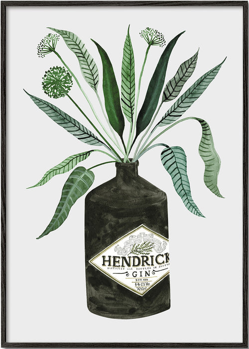Obraz do kuchyně lahev Hendrick's s listím
