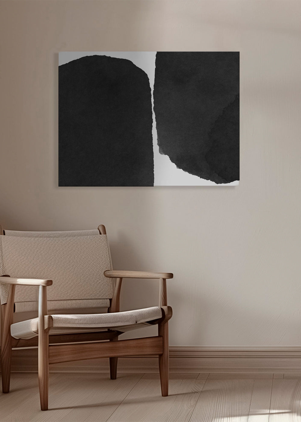 Černobílé umění minimal se skvrnami inkoustu
