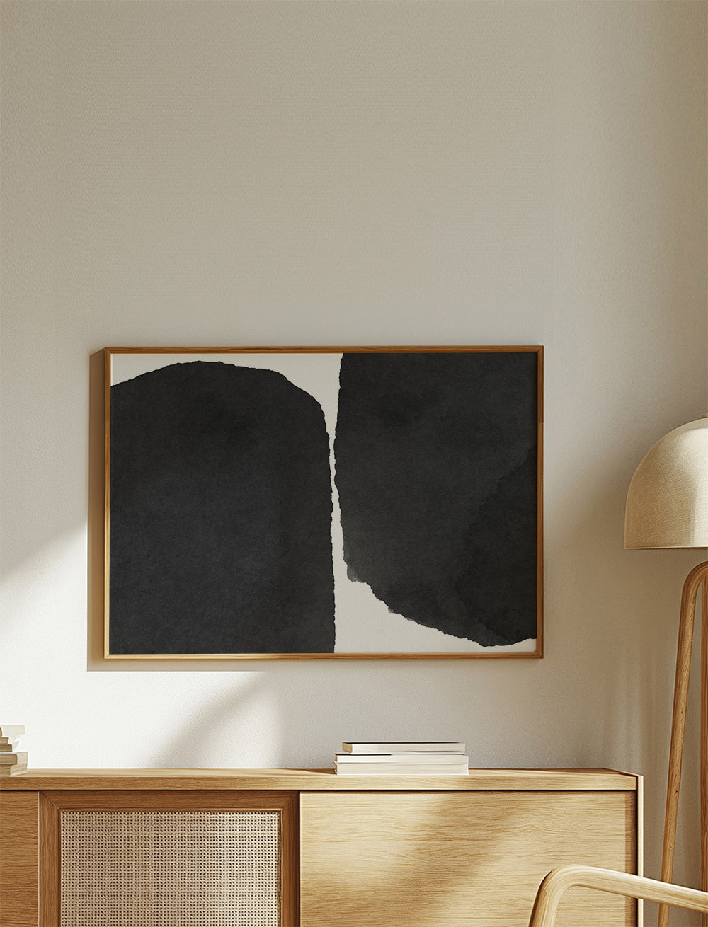 Černobílé umění minimal se skvrnami inkoustu