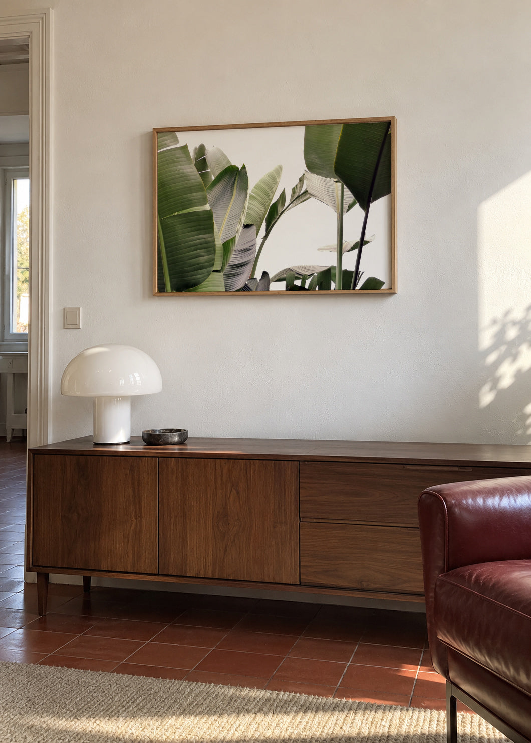 Travellers Palm Leaves 01 - Framed poster in an interior