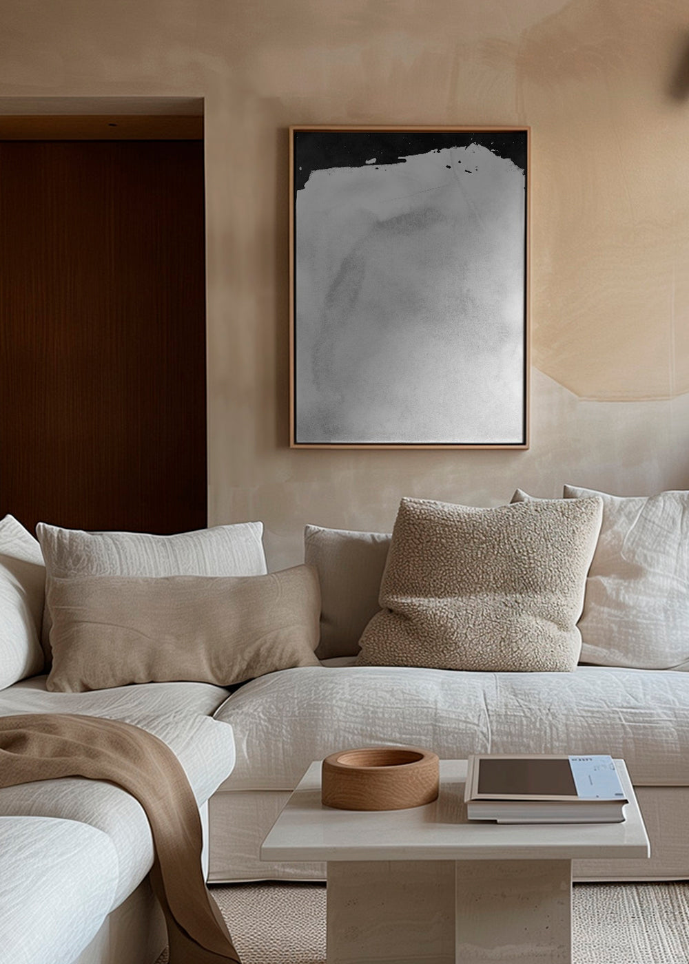 Černobílá práce s minimalistickou akvarelovou texturou