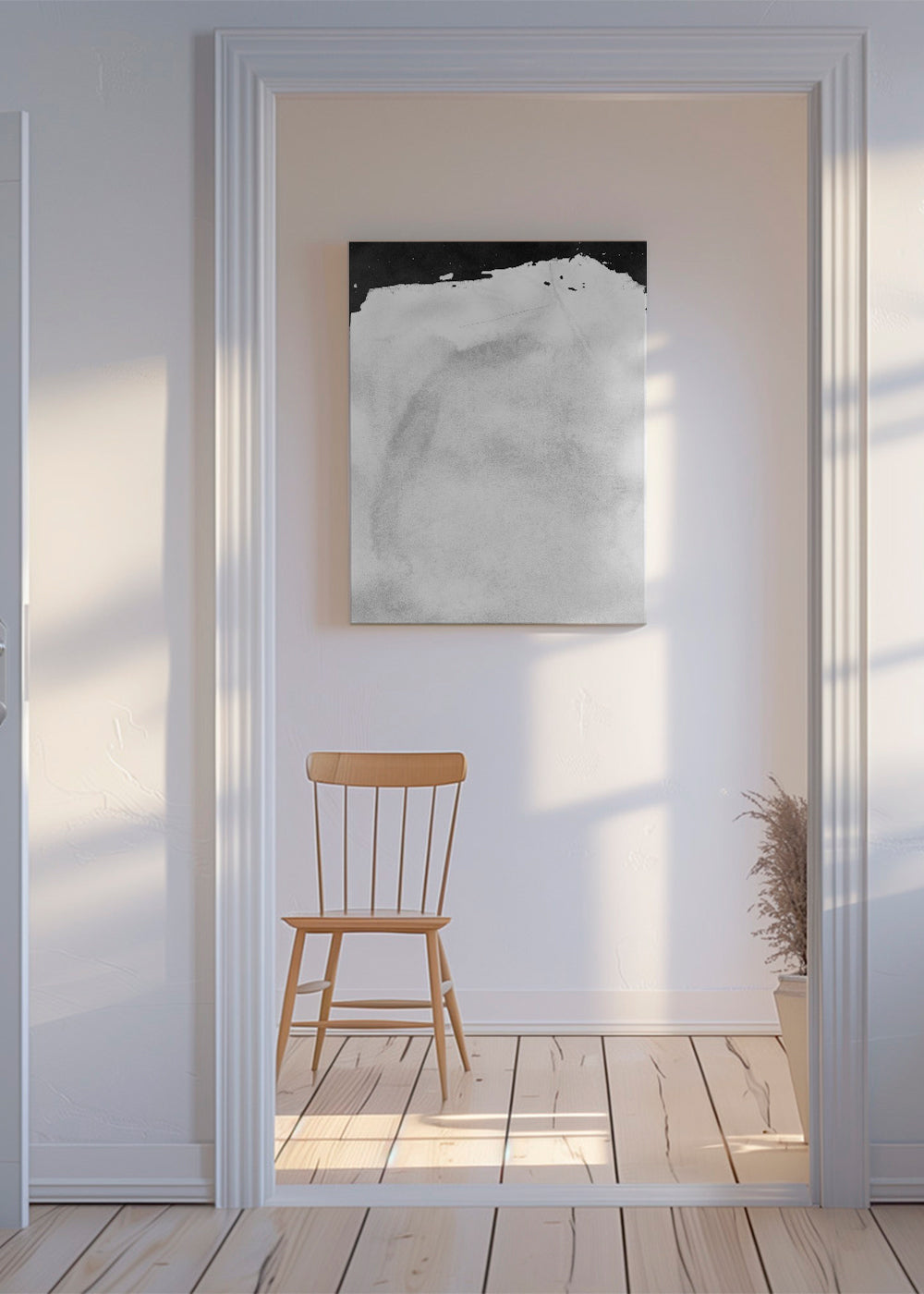 Černobílá práce s minimalistickou akvarelovou texturou