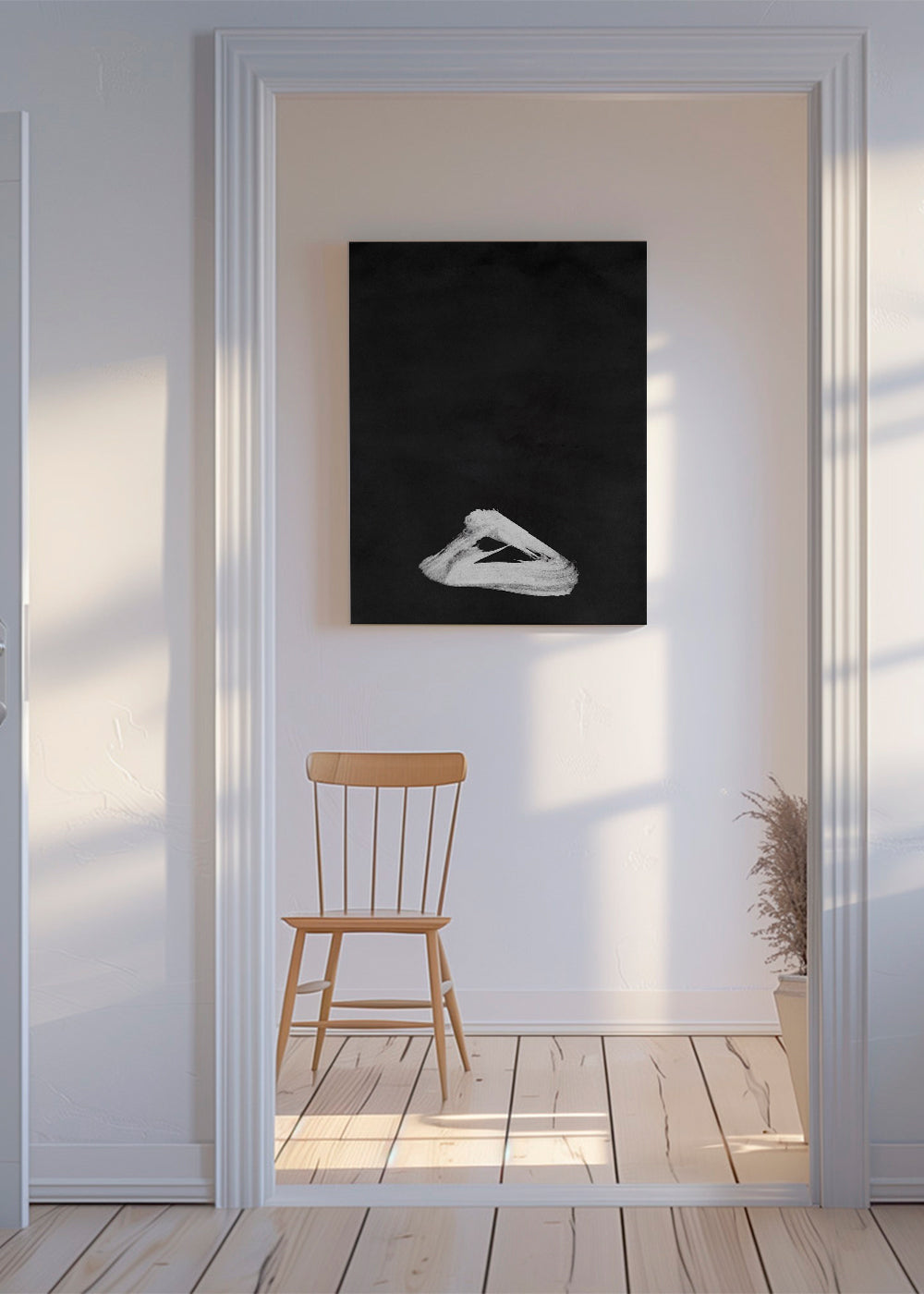 Černobílé dílo s minimalistickým štětcem