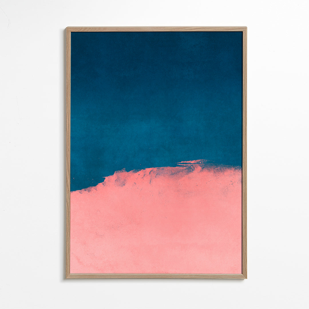 Minimalistická krajina růžová a modrá