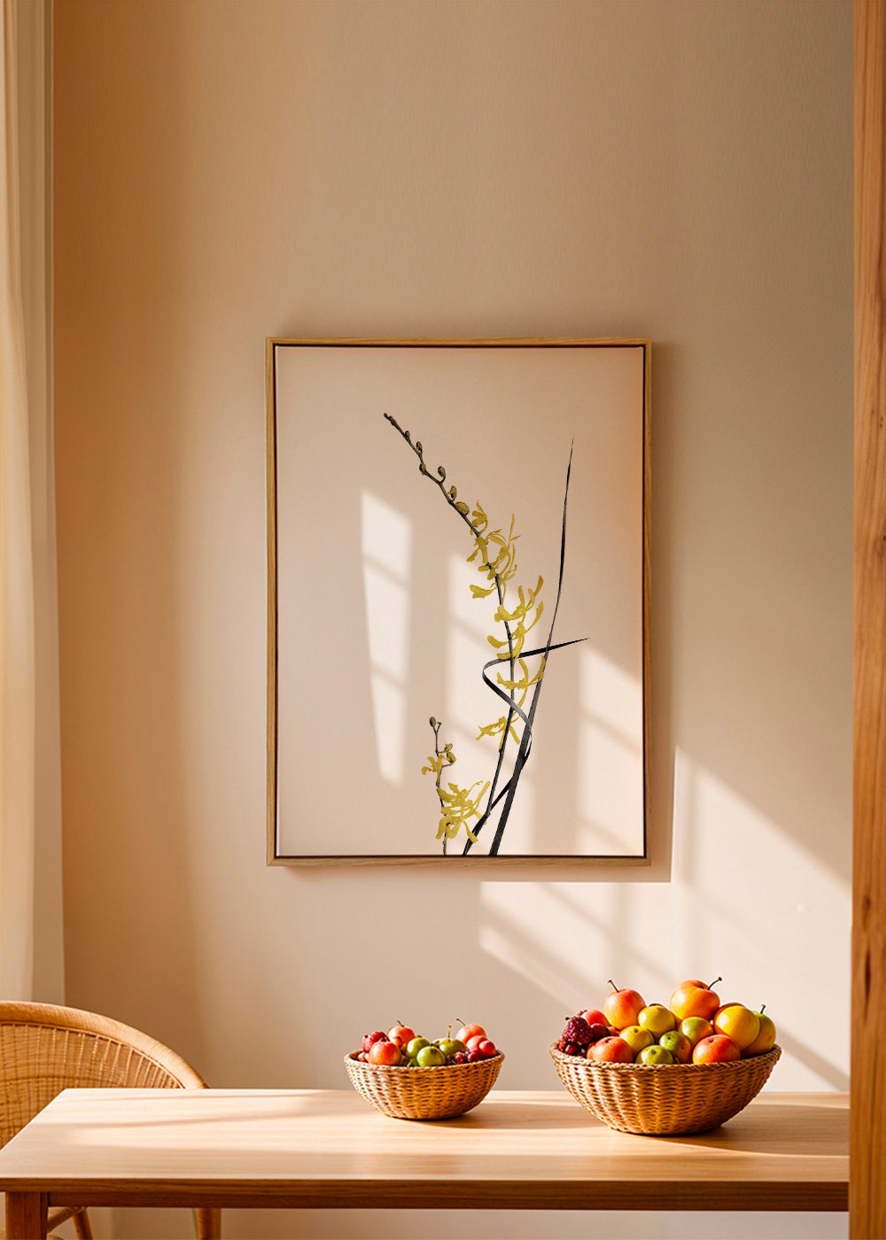 Botanický plakát: žlutá orchidej minimal