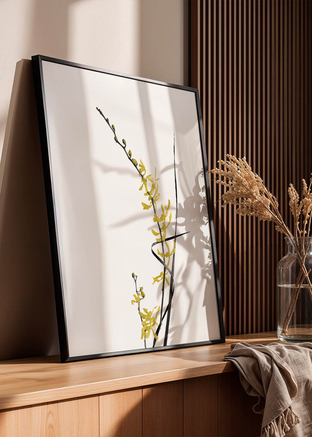 Botanický plakát: žlutá orchidej minimal
