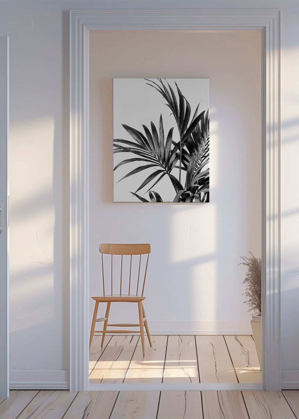 Botanický plakát palma černobílý