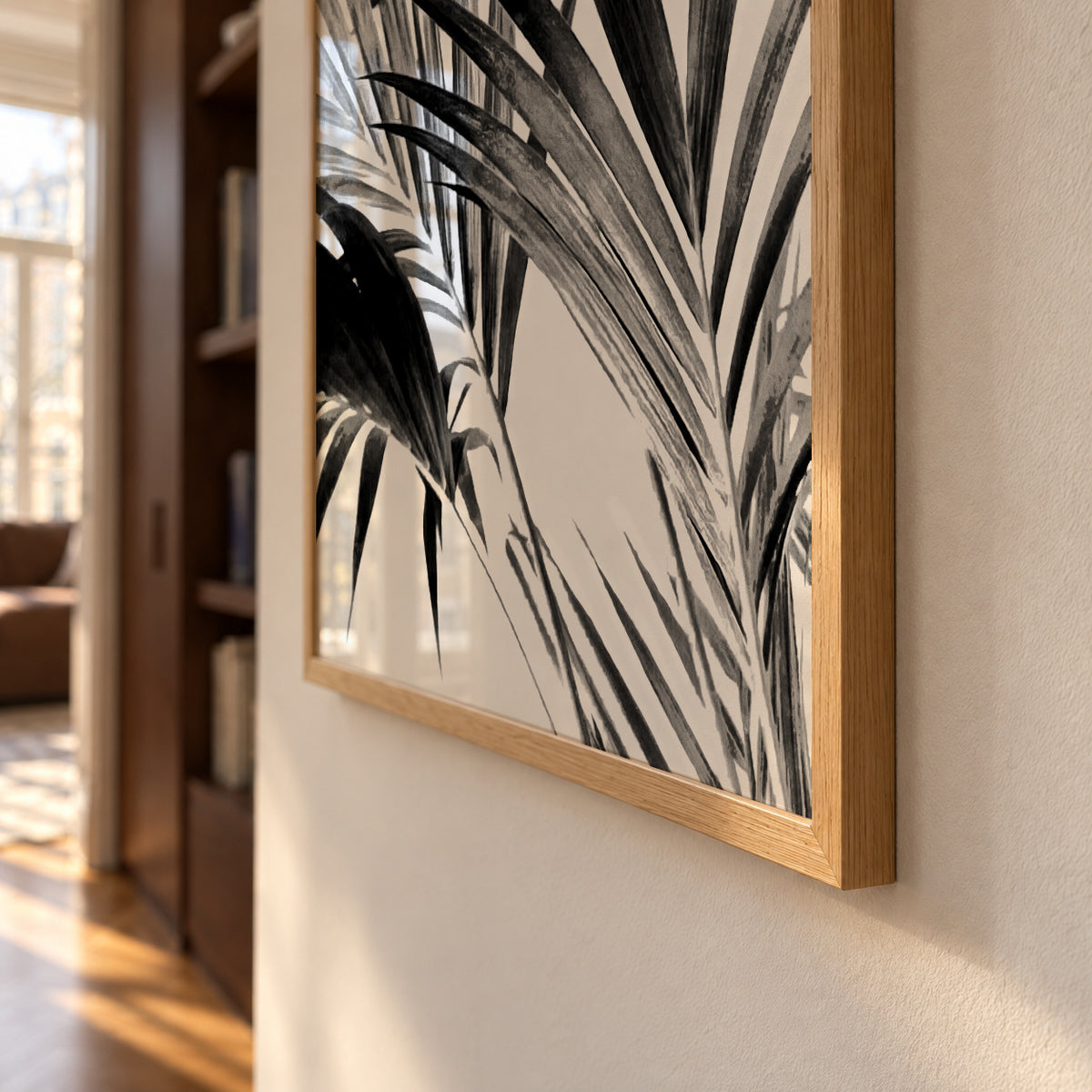 Palm Leaves Black and White 02 - Framed poster detail