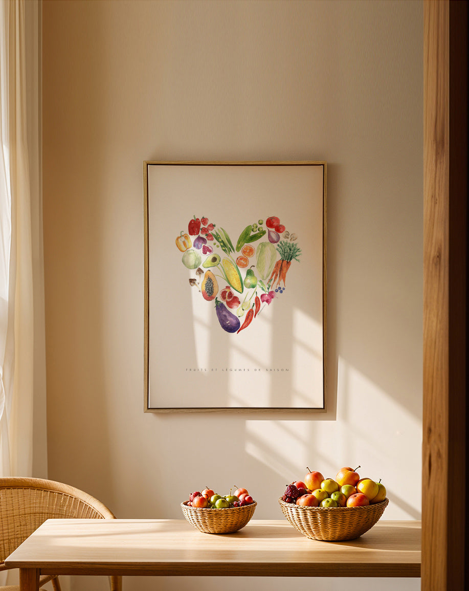 Veggie heart - Framed canvas in an interior
