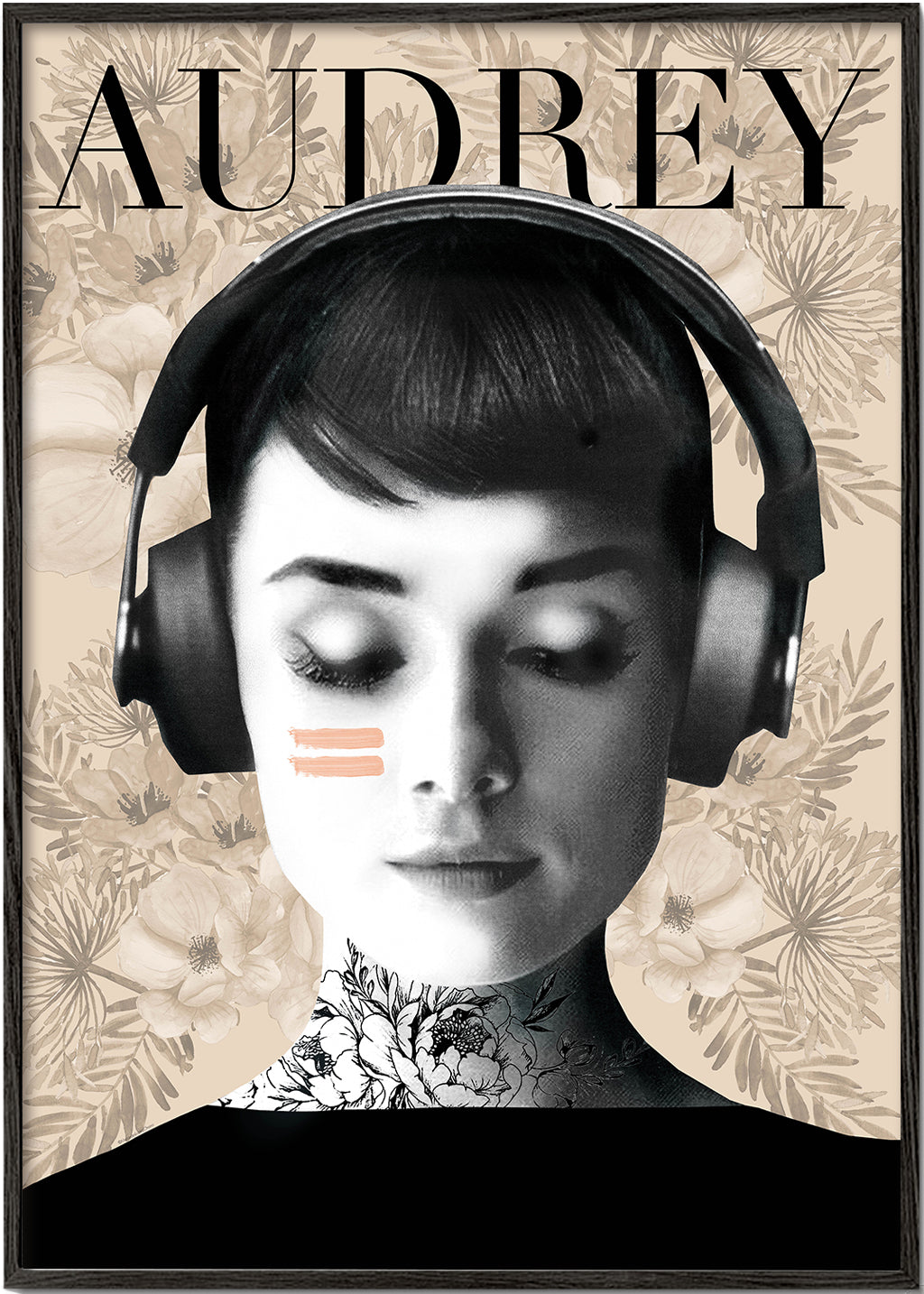 Vintage obraz Audrey se sluchátky