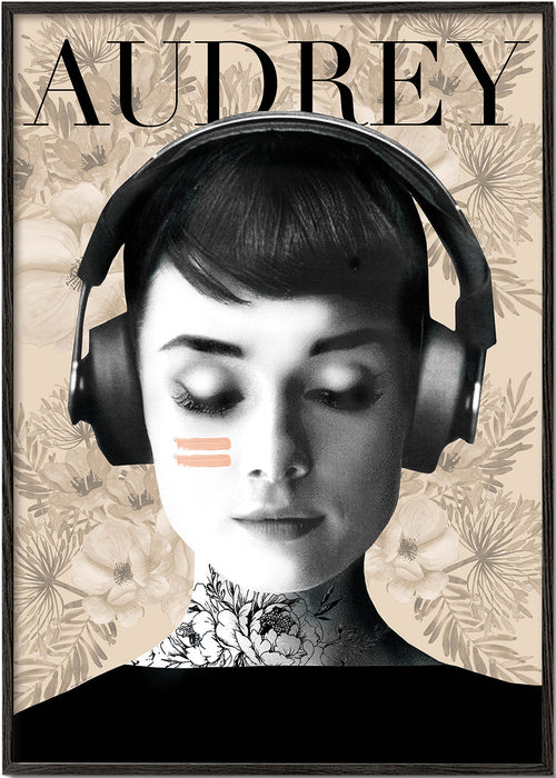 Vintage obraz Audrey se sluchátky