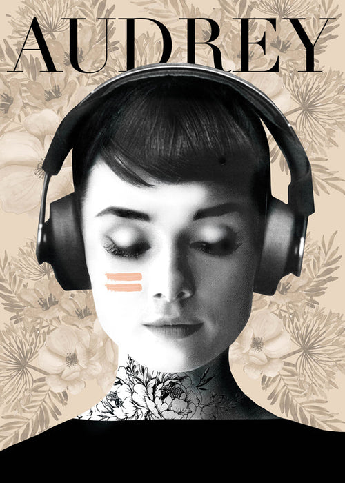 Vintage obraz Audrey se sluchátky