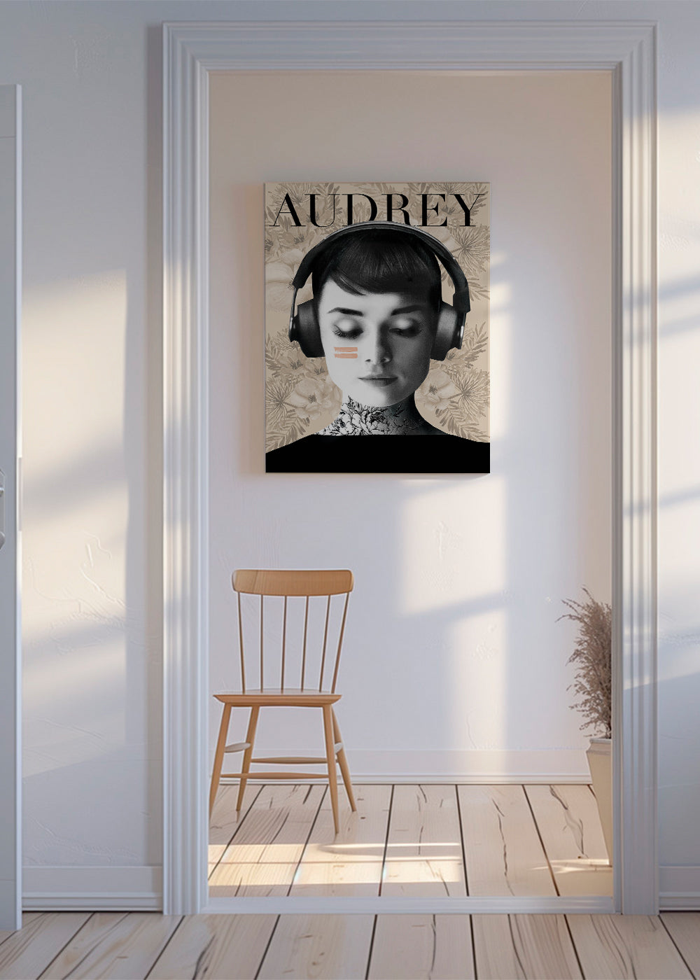 Vintage obraz Audrey se sluchátky