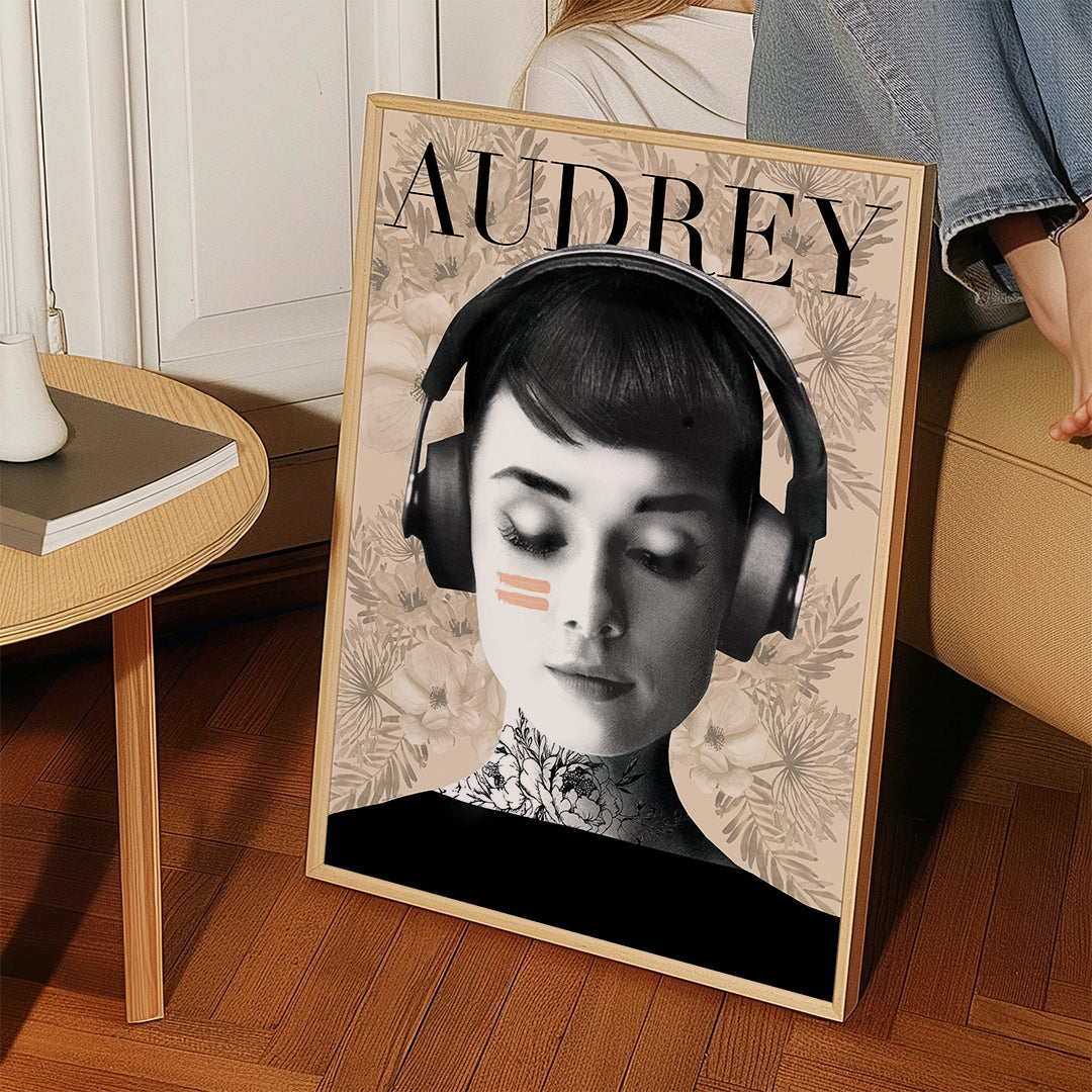 Vintage obraz Audrey se sluchátky
