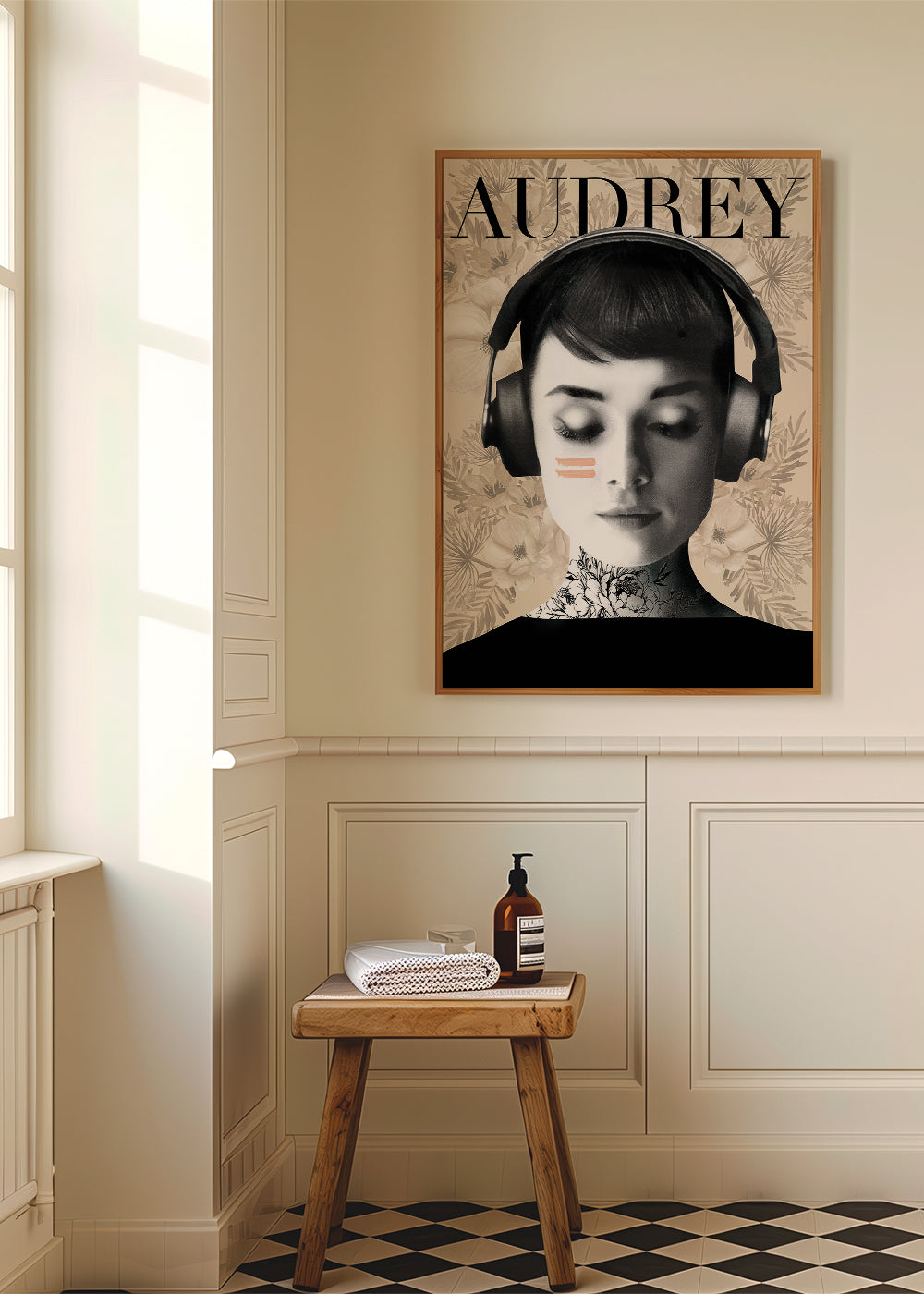 Vintage obraz Audrey se sluchátky
