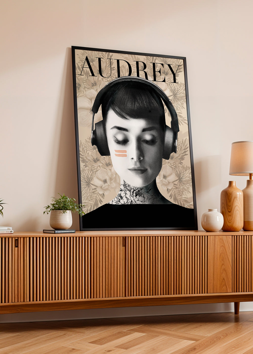 Vintage obraz Audrey se sluchátky