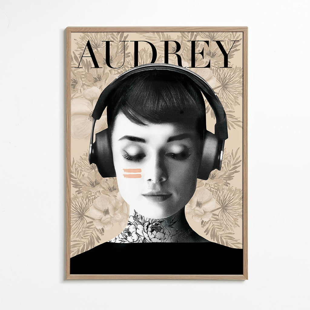 Vintage obraz Audrey se sluchátky
