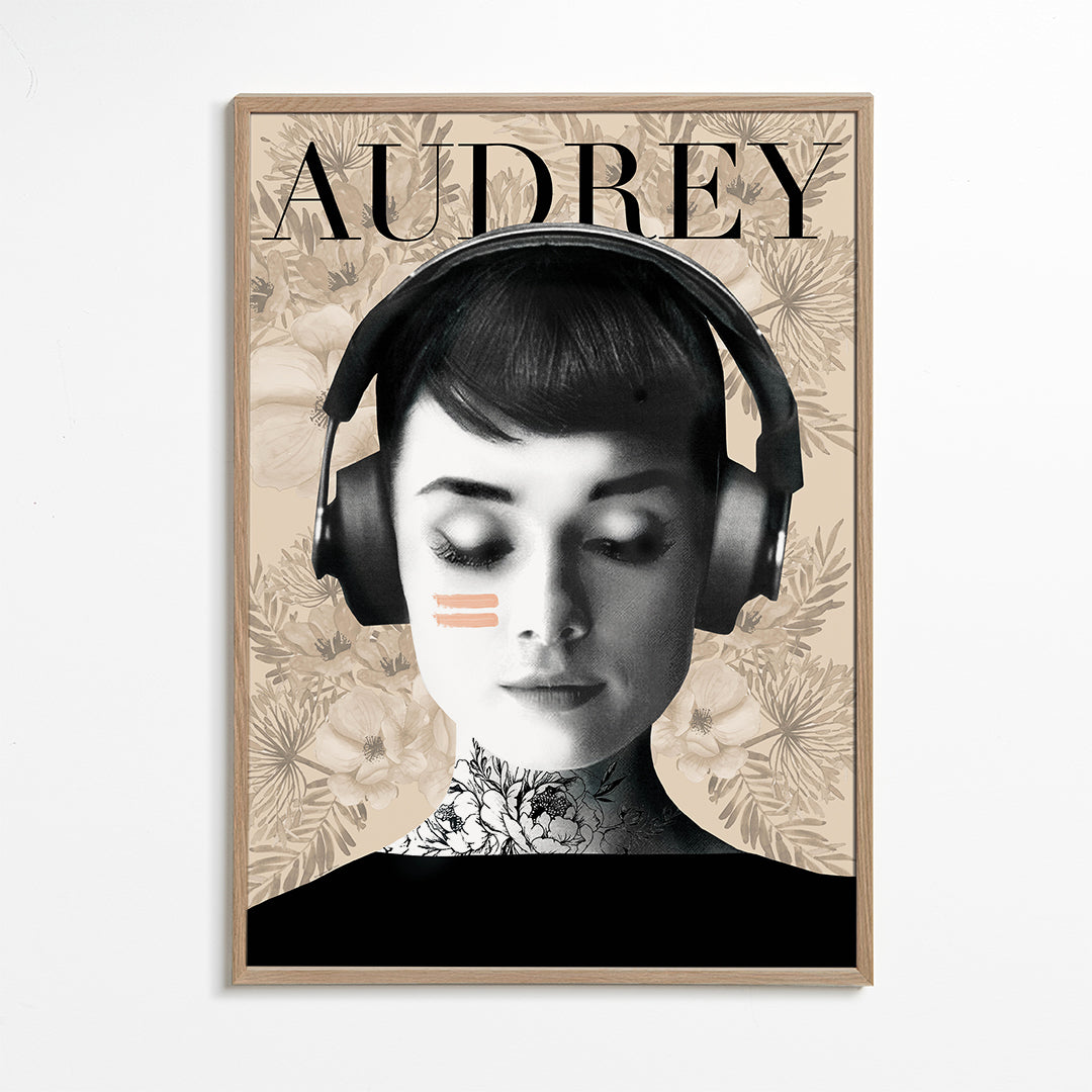 Vintage obraz Audrey se sluchátky