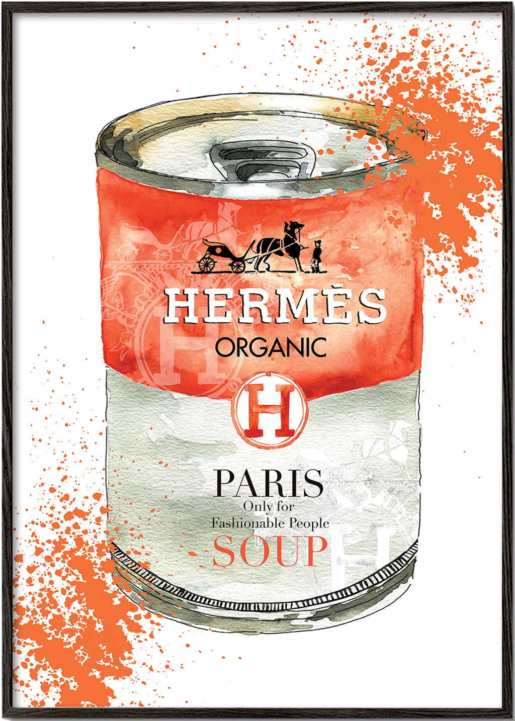 Obraz do kuchyně Hermès Soup ilustrovaná plechovka