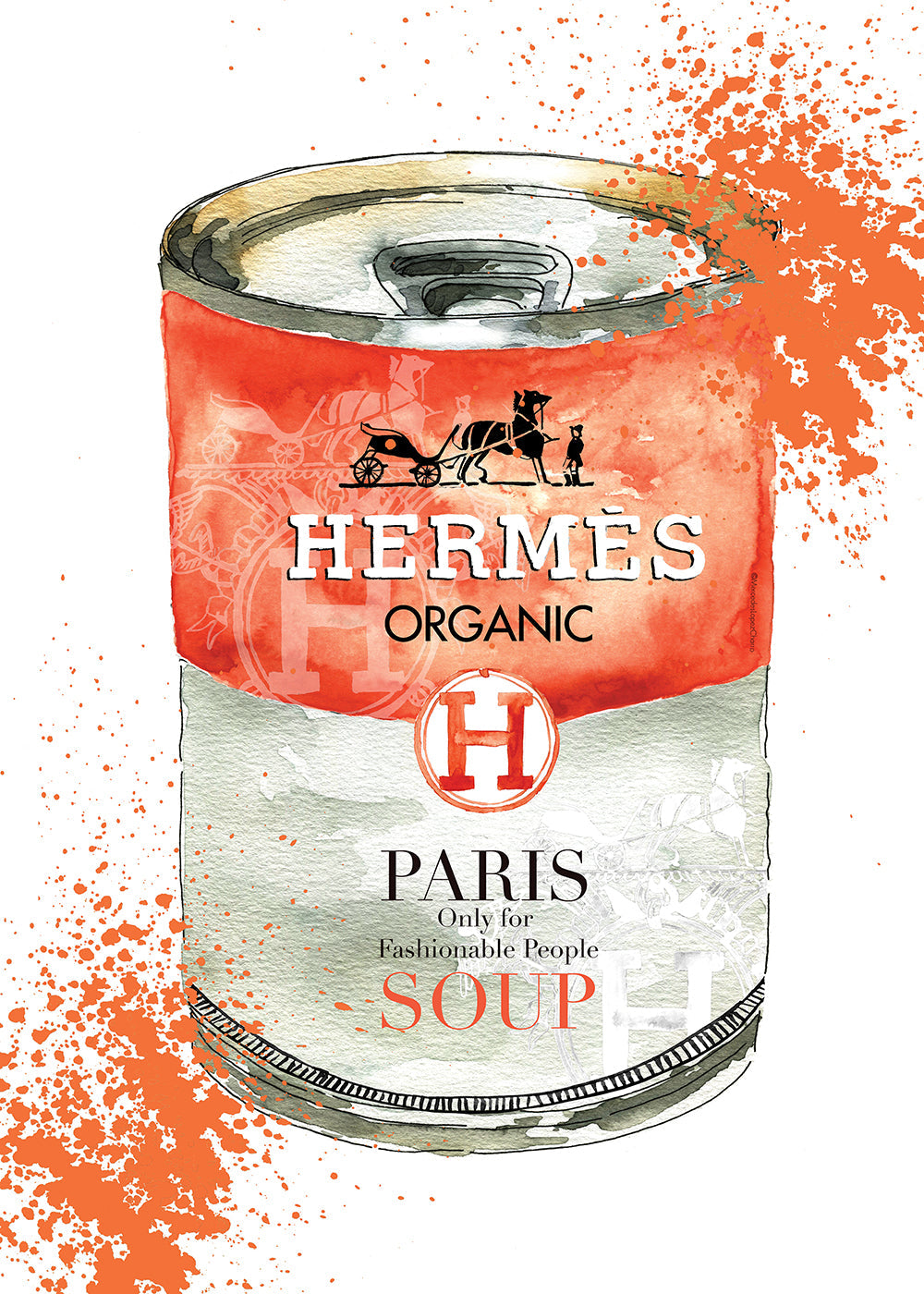 Obraz do kuchyně Hermès Soup ilustrovaná plechovka
