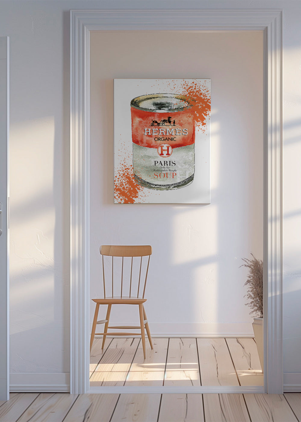 Obraz do kuchyně Hermès Soup ilustrovaná plechovka
