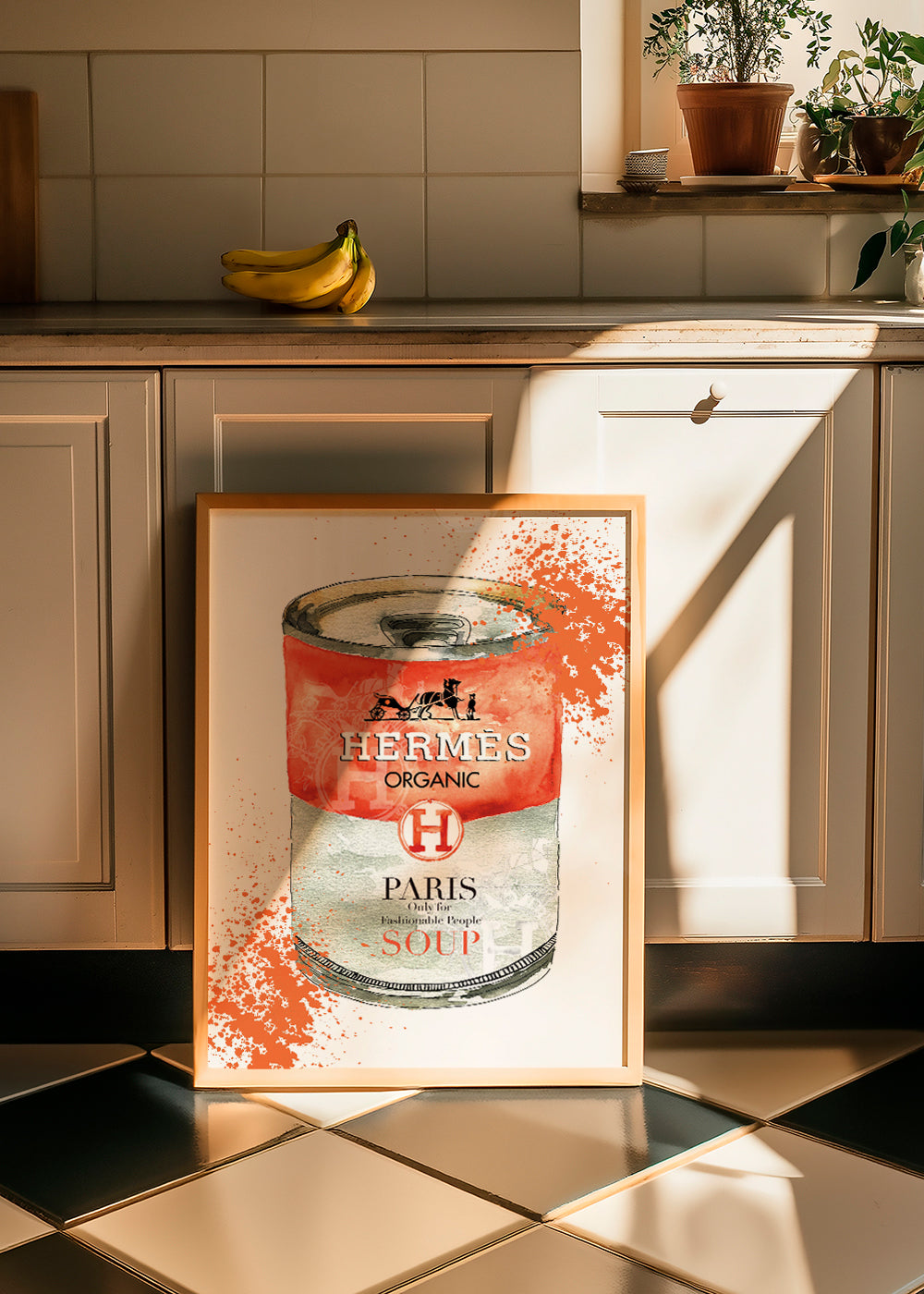 Obraz do kuchyně Hermès Soup ilustrovaná plechovka