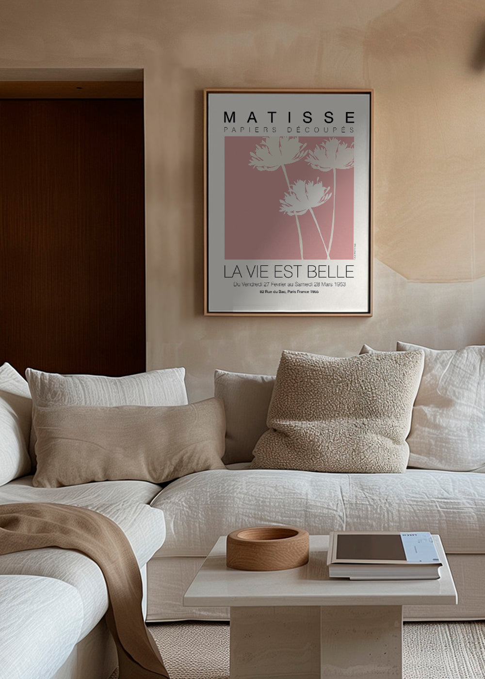Botanický plakát Matisse růžové vystřihovánky