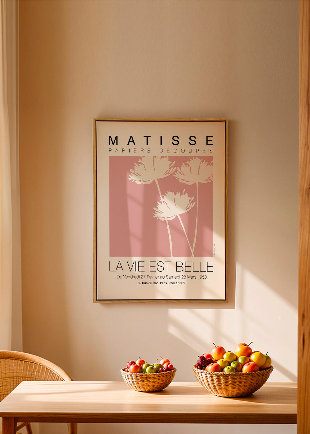 Botanický plakát Matisse růžové vystřihovánky