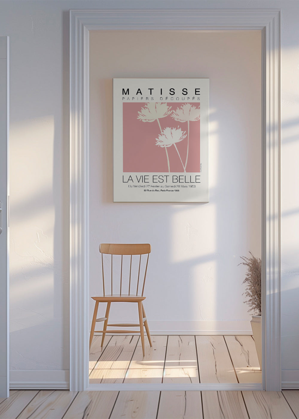 Botanický plakát Matisse růžové vystřihovánky
