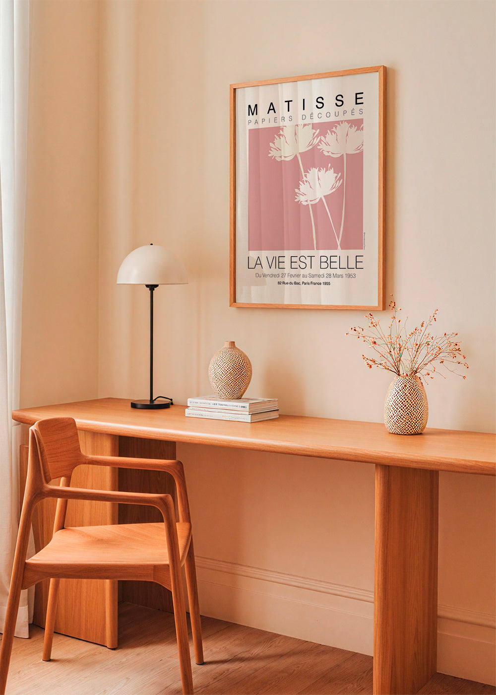 Botanický plakát Matisse růžové vystřihovánky