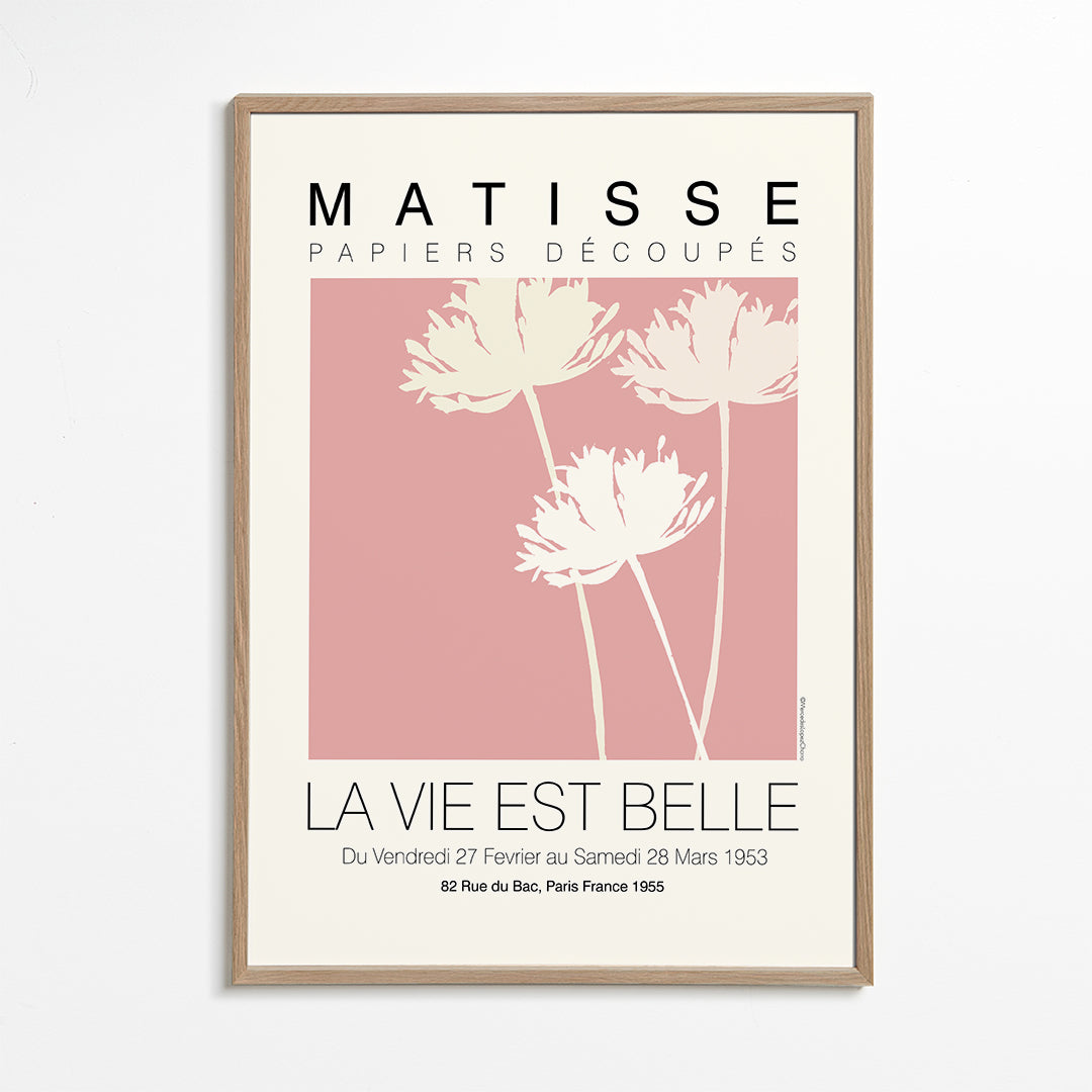 Botanický plakát Matisse růžové vystřihovánky